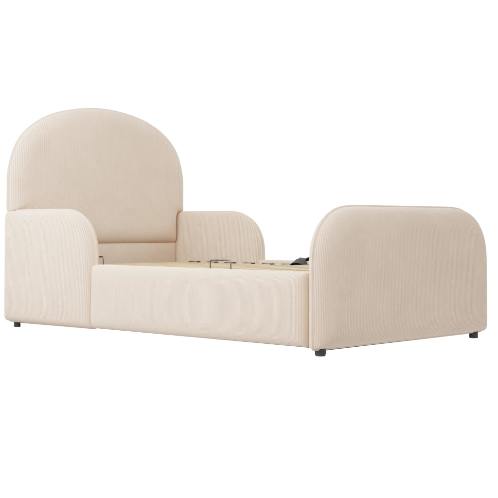 LETTO Polsterbett 90x200 cm con vano contenitore idraulico in velluto beige