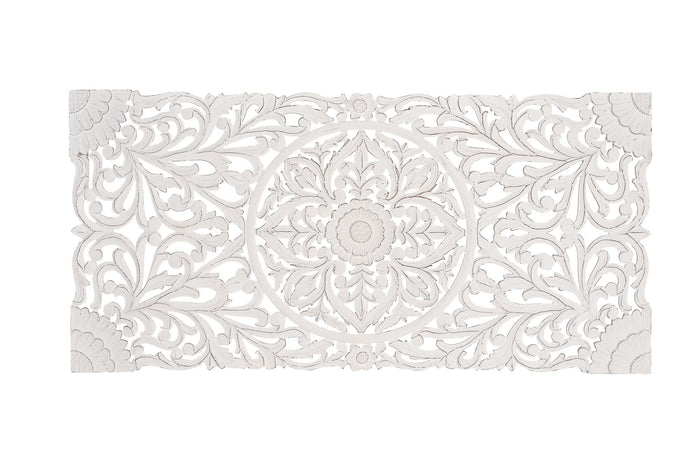 Testiera anticata bianca intagliata a mano