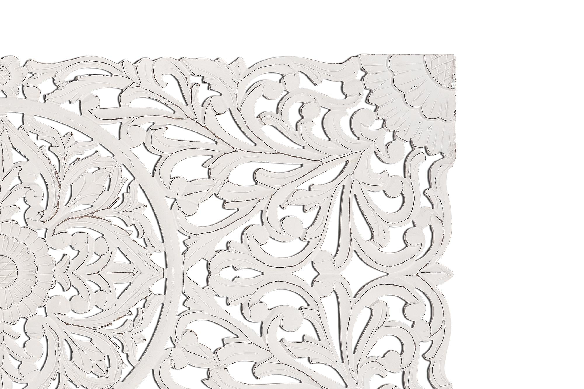 Testiera anticata bianca intagliata a mano