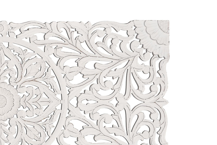 Testiera anticata bianca intagliata a mano