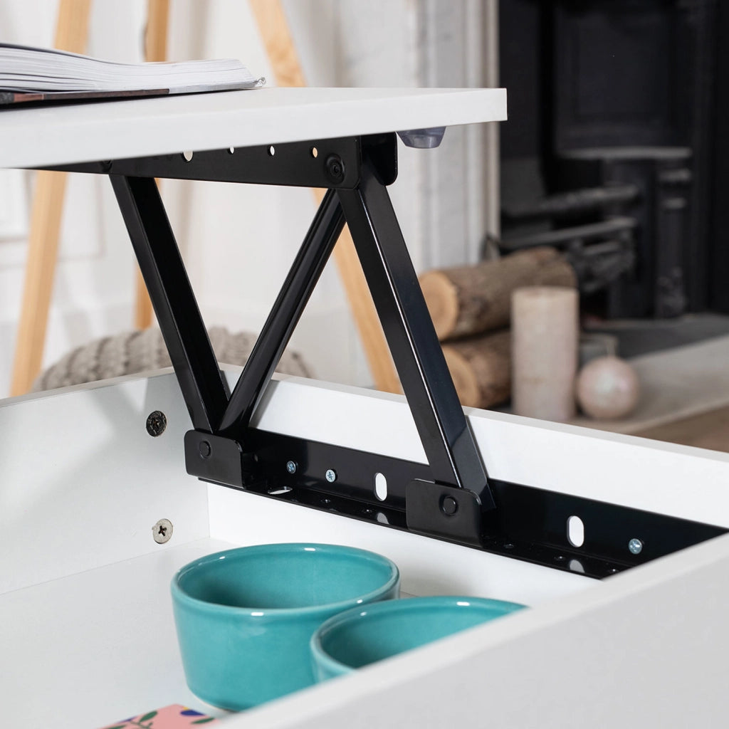 Tavolino con piano sollevabile bianco HEDDA