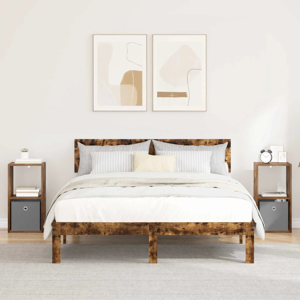 Comodino con cassetto 2 pcs Rovere fumé 30,5 x 27 x 59,5 cm