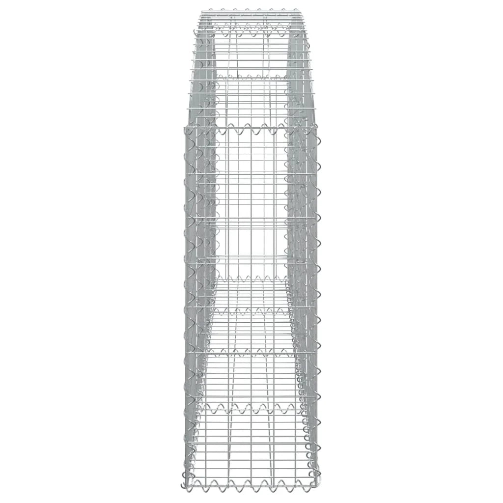 Cesto gabbione recinzione a gabbia muro di contenimento ad arco 200 x 30 x 80/100 cm ferro zincato argento 02_0040018