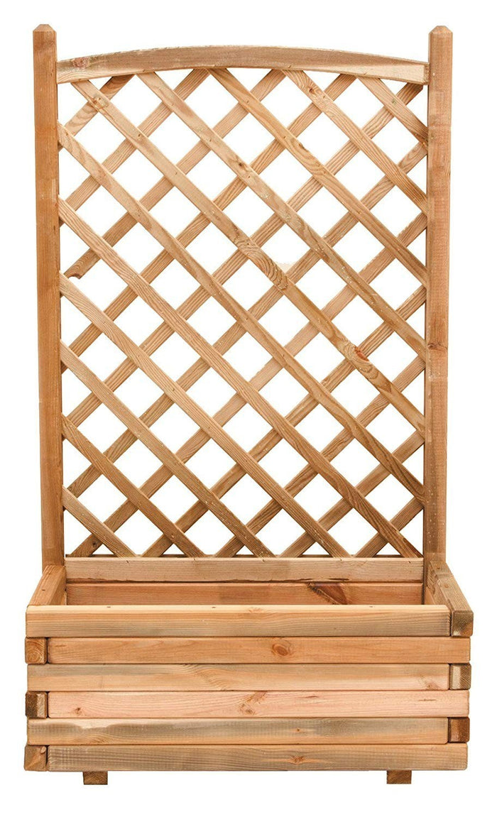 FIORIERA IN LEGNO CON GRIGLIATO SAGOMATO CM.40X80X180H