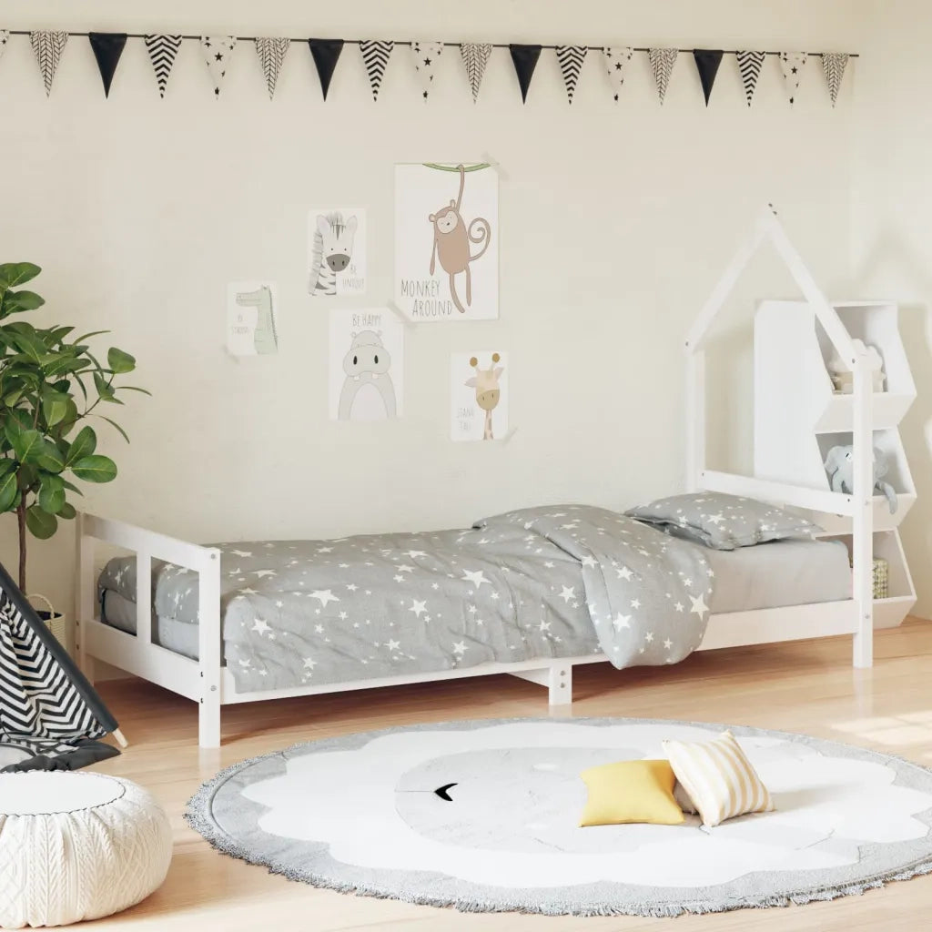 Giroletto per Bambini | Letto Infantile | Lettino Bianco 80x200cm in Legno Massello di Pino
