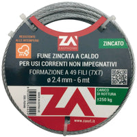 cavetto acciaio zincato antigiro 133f diam.5 mt 25 cod:ferx.1728