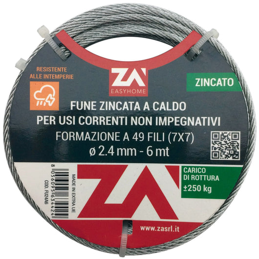 cavetto acciaio zincato antigiro 133f diam.5 mt 25 cod:ferx.1728