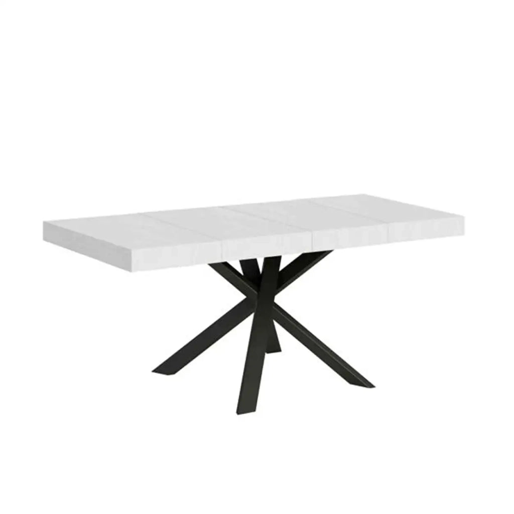 Tavolo allungabile 90/194x90 cm Clerk Premium colore bianco frassino gambe antracite