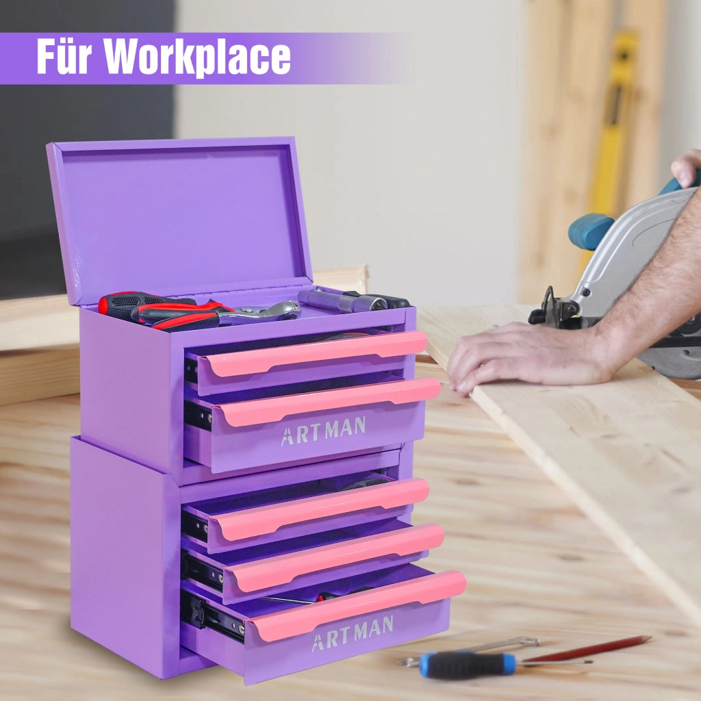 Mobile contenitore con 5 cassetti impilabili in acciaio, per cosmetici e accessori, rosa e viola, per camera da letto e bagno