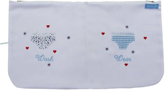 Wascioletto pieghevole, contenitore per la raccolta della biancheria, contenitore per la biancheria sporca e pulita, spazio di stoccaggio per la biancheria sporca e pulita, 50x25cm, 100% cotone, decorato a maglia, Fairtrade