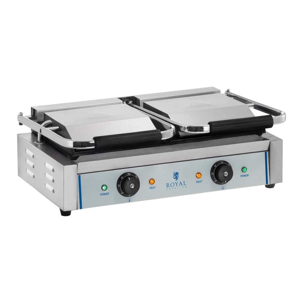 Pressa per panini ghisa smaltata liscia 2 x 1800 watt acciaio inossidabile 14_0002322