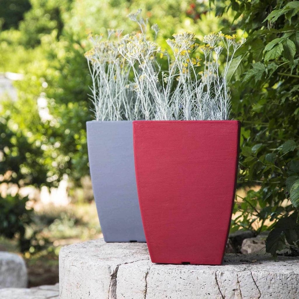 Vaso Aloe In Resina Quadrato Avorio H40 27X27Cm
