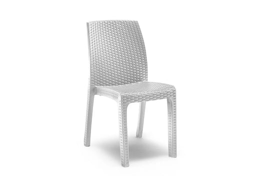 Sedia Verona senza braccioli effetto rattan Bianco