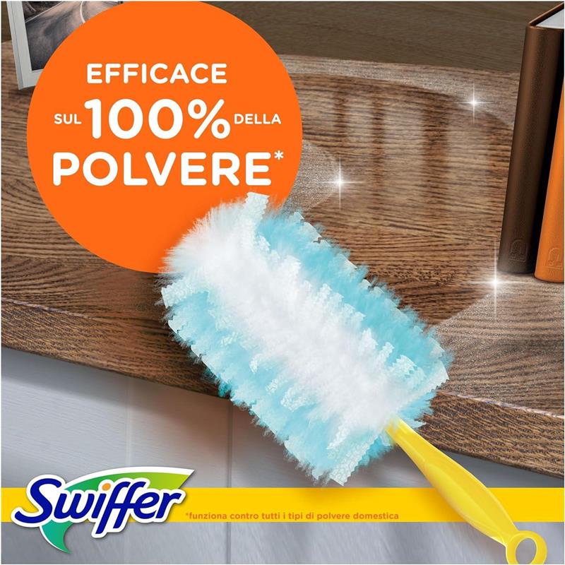 KIT SWIFFER PIUMINO CATTURAPOLVERE (1 MANICO + 7 RICAMBI) EFFICACE SUL 100% DELLA POLVERE