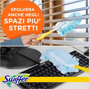 KIT SWIFFER PIUMINO CATTURAPOLVERE (1 MANICO + 7 RICAMBI) EFFICACE SUL 100% DELLA POLVERE