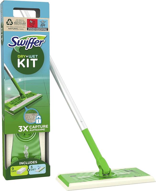 SWIFFER DETERGENTE PER PAVIMENTI STARTER KIT CON 9+3 RICARICHE CATTURA IL MASSIMO DELLA POLVERE