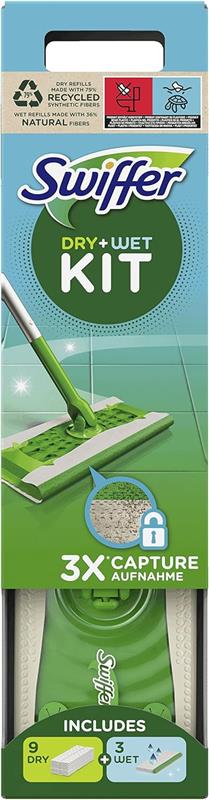 SWIFFER DETERGENTE PER PAVIMENTI STARTER KIT CON 9+3 RICARICHE CATTURA IL MASSIMO DELLA POLVERE