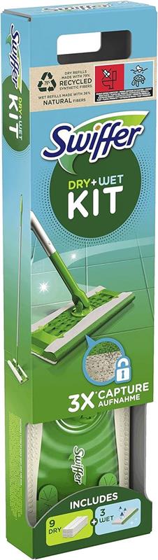 SWIFFER DETERGENTE PER PAVIMENTI STARTER KIT CON 9+3 RICARICHE CATTURA IL MASSIMO DELLA POLVERE