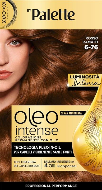 PALETTE SYOSS TINTA CAPELI SENZA AMMONIACA COLORAZIONE PERMANENTE CON OLIO BALSAMO 4 OLII GIAPPONESI ROSSO RAMATO 6-76