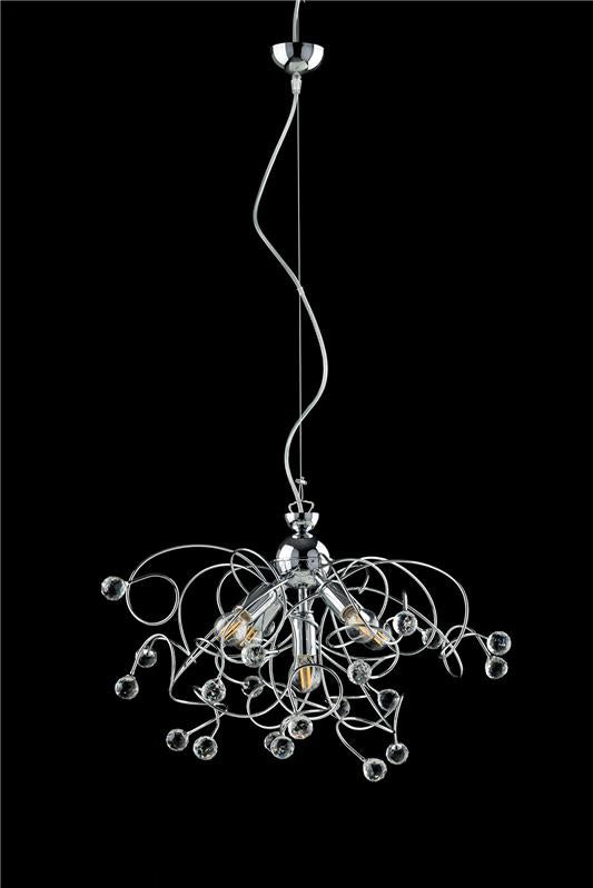 LISBONA LAMPADARIO DESIGN MODERNO IN METALLO COLORE CROMATO E14 5 LUCI 46 WATT