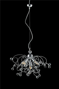 LISBONA LAMPADARIO DESIGN MODERNO IN METALLO COLORE CROMATO E14 5 LUCI 46 WATT