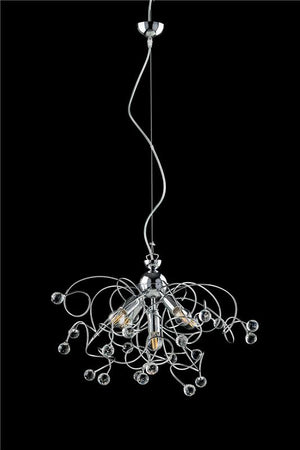 LISBONA LAMPADARIO DESIGN MODERNO IN METALLO COLORE CROMATO E14 5 LUCI 46 WATT