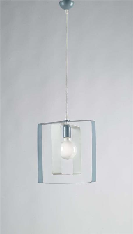 AURORA LAMPADARIO A SOSPENSIONE IN METALLO DESIGN MODERNO COLORE BIANCO E GRIGIO E27 1 LUCE 57 WATT 40X30X40 CM