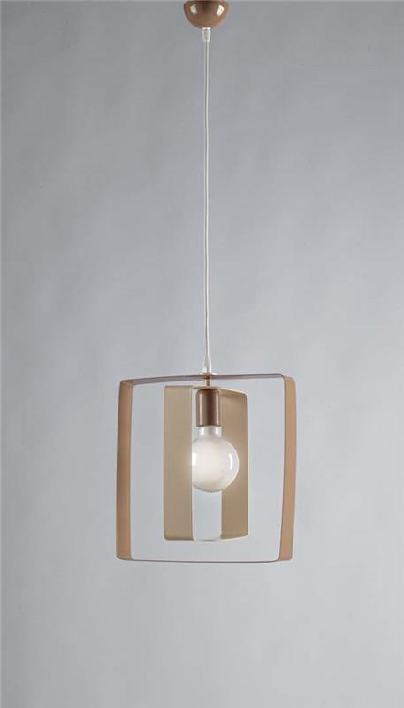 AURORA LAMPADARIO A SOSPENSIONE IN METALLO DESIGN MODERNO COLORE AVORIO E TORTORA E27 1 LUCE 57 WATT 40X30X40 CM