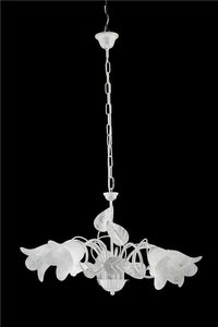 LAMPADARIO A SOSPENSIONE IN METALLO DESIGN MODERNO COLORE BIANCO E ARGENTO E14 5 LUCI 46 WATT