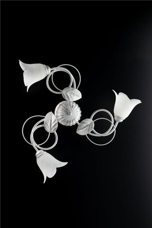 PLAFONIERA DESIGN MODERNO IN METALLO COLORE BIANCO E ARGENTO E14 3 LUCI 46 WATT 51X25X25 CM