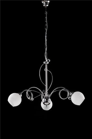 SAMU LAMPADARIO DESIGN MODERNO IN METALLO COLORE CROMATO E14 3 LUCI 46 WATT 56X56X50 CM