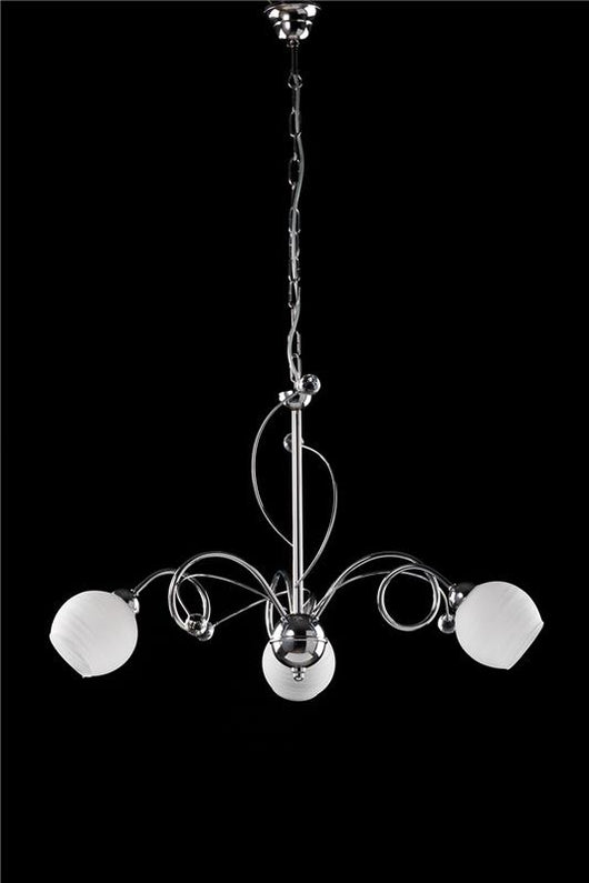 SAMU LAMPADARIO DESIGN MODERNO IN METALLO COLORE CROMATO E14 3 LUCI 46 WATT 56X56X50 CM