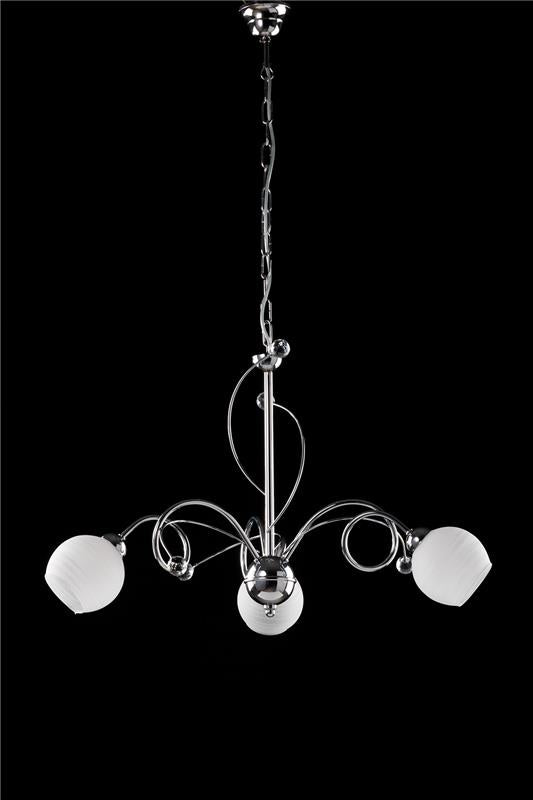 SAMU LAMPADARIO DESIGN MODERNO IN METALLO COLORE CROMATO E14 3 LUCI 46 WATT 56X56X50 CM
