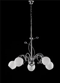 SAMU LAMPADARIO DESIGN MODERNO IN METALLO COLORE CROMATO E14 5 LUCI 46 WATT 56X56X50 CM