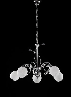 SAMU LAMPADARIO DESIGN MODERNO IN METALLO COLORE CROMATO E14 5 LUCI 46 WATT 56X56X50 CM