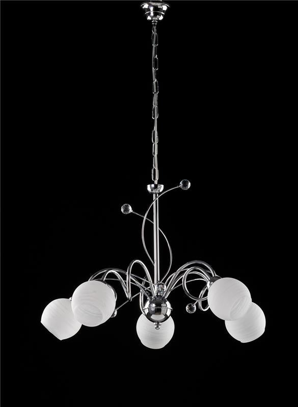 SAMU LAMPADARIO DESIGN MODERNO IN METALLO COLORE CROMATO E14 5 LUCI 46 WATT 56X56X50 CM