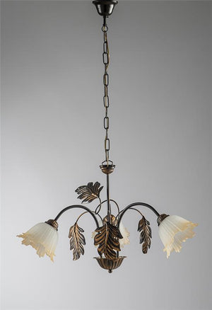 MARA LAMPADARIO DESIGN MODERNO IN METALLO COLORE MARRONE E ORO E14 3 LUCI 46 WATT