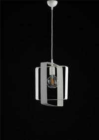 AURORA LAMPADARIO A SOSPENSIONE IN METALLO DESIGN MODERNO COLORE BIANCO E27 1 LUCE 57 WATT 40X30X40 CM