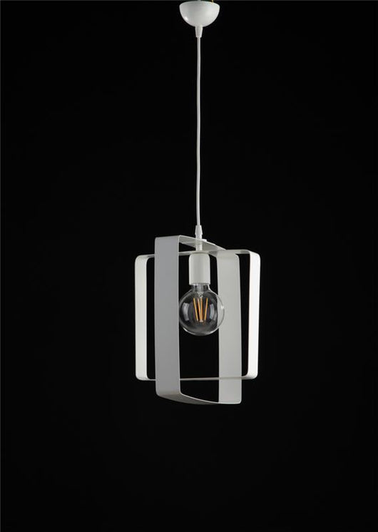 AURORA LAMPADARIO A SOSPENSIONE IN METALLO DESIGN MODERNO COLORE BIANCO E27 1 LUCE 57 WATT 40X30X40 CM