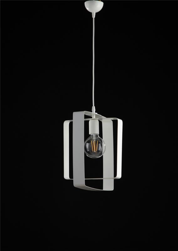 AURORA LAMPADARIO A SOSPENSIONE IN METALLO DESIGN MODERNO COLORE BIANCO E27 1 LUCE 57 WATT 40X30X40 CM
