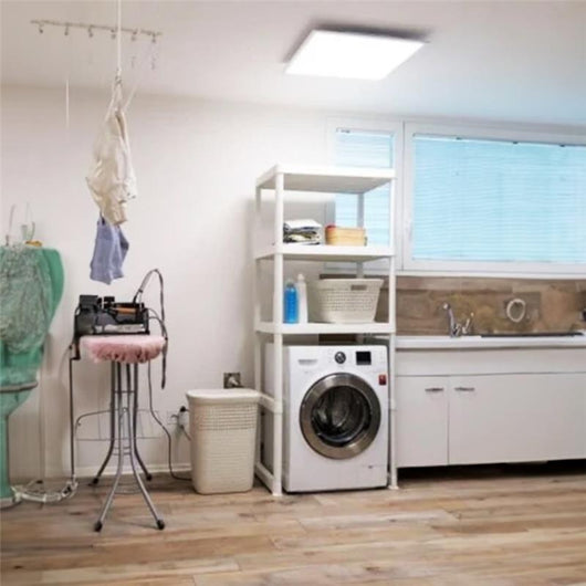 SCAFFALE PORTA LAVATRICE WASH & STORE 75X57,5X187H CM IN COLORE BIANCO STRUTTURA ROBUSTA