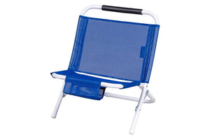 SPIAGGINA IN TEXTILENE E STRUTTURA IN ACCIAIO BIANCO 22 MM TESSUTO BLU PORTATA MAX 100 KG 57X48X51 CM OKX