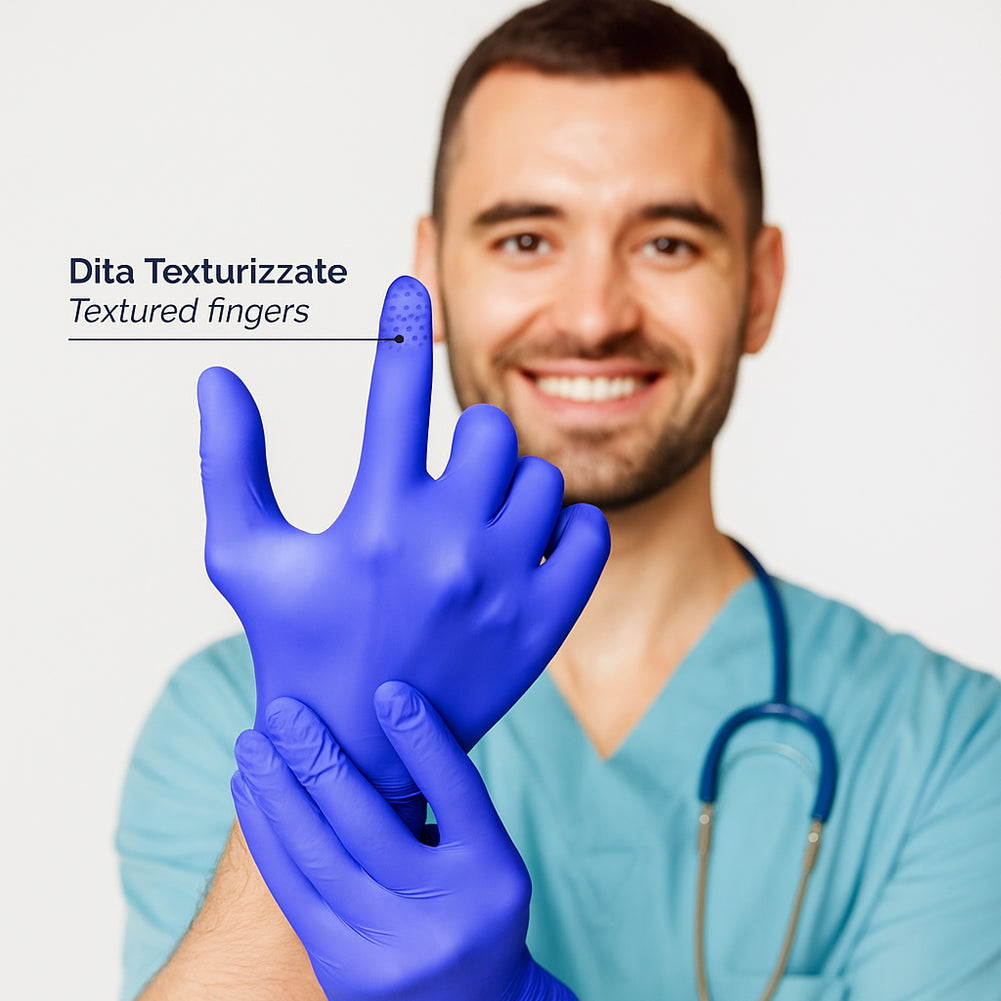 1000 x Guanti in Nitrile Monouso Blu Cobalto Senza Polvere e Lattice Taglia L