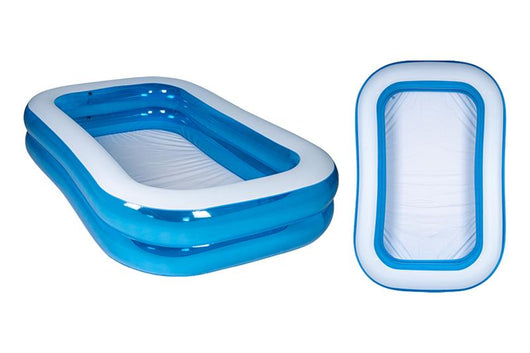PISCINA GONFIABILE RETTANGOLARE MATERIALE PVC IN COLORAZIONE BLU E BIANCO  201X150X51CM 0.25 MM OKX