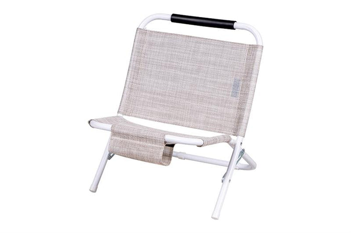 SPIAGGINA IN TEXTILENE E STRUTTURA IN ACCIAIO BIANCO 22 MM TESSUTO GRIGIO PORTATA MAX 100 KG 57X48X51 CM OKX