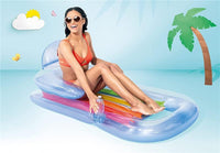 GONFIABILE A FORMA DI POLTRONA ABBRONZANTE 160X85 CM CON SCHINALE E POGGIATESTA + PORTABOTTIGLIA COLORI ASSORTITI