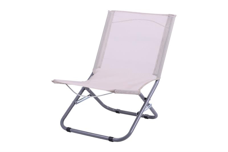 SPIAGGINA IN TEXTILENE E STRUTTURA IN ACCIAIO 22 MM TESSUTO ECRÙ PORTATA MAX 120 KG 61X48X62 CM OKX