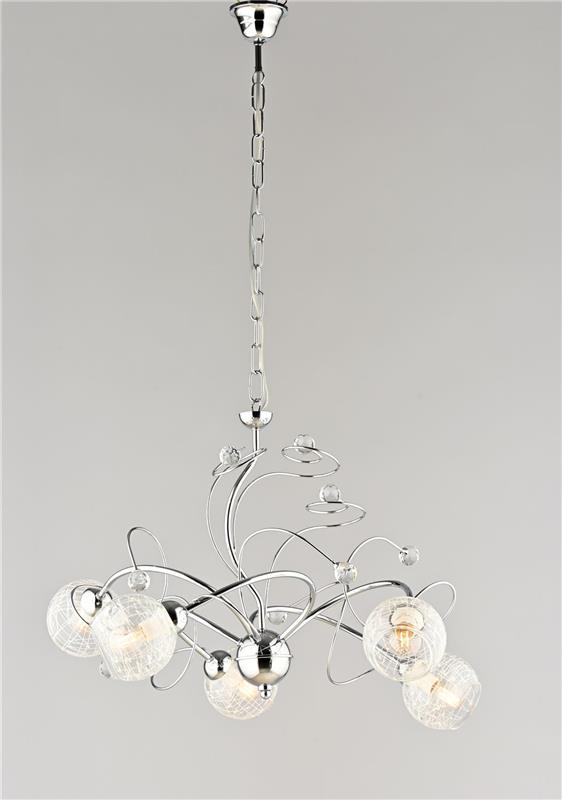 CRISTINA LAMPADARIO IN METALLO DESIGN MODERNO COLORE CROMATO E14 5 LUCI 46 WATT 57X57X49 CM
