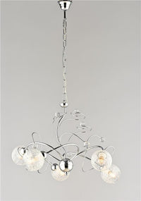 CRISTINA LAMPADARIO IN METALLO DESIGN MODERNO COLORE CROMATO E14 5 LUCI 46 WATT 57X57X49 CM