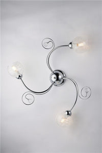 PLAFONIERA DESIGN MODERNO IN METALLO COLORE CROMATO E14 3 LUCI 46 WATT 65X65X23 CM